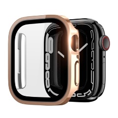 Apple Watch Series 9 45mm DUX DUCIS HAMO műanyag keret ütésállóság, fém hatás + kijelzővédő, RÓZSASZÍN