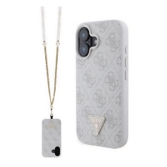 GUESS LEATHER METAL LOGO STRASS CROSSBODY szilikon telefonvédő (ütésállóság, bőr hatású hátlap + vállpánt) RÓZSASZÍN