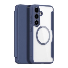 Samsung S24 Plus 5G DUX DUCIS SKIN X PRO tok álló, bőr hatású FLIP, MagSafe, SÖTÉTKÉK