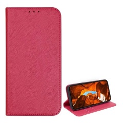 T Phone 2 5G Gigapack Tok álló, bőr hatású FLIP, textil hatás, RÓZSASZÍN