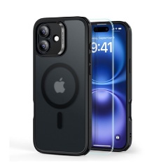 iPhone 16 5G ESR HYBRID HALOLOCK szilikon telefonvédő ütésállóság, MagSafe + képernyővédő üveg, FEKETE