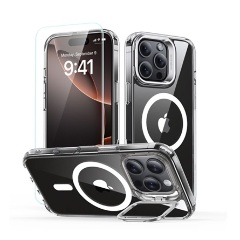 iPhone 16 Pro Max 5G ESR CLASSIC HYBRID szilikon telefonvédő ütésállóság, MagSafe + képernyővédő üveg, ÁTLÁTSZÓ