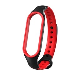 Xiaomi Mi Band 5 Gigapack pótszíj egyedi méret, légáteresztő, FEKETE/PIROS