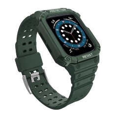 Apple Watch Series 9 41mm Gigapack Pótszíj egyedi méret, ütésállóság + szilikon keret, SÖTÉTZÖLD