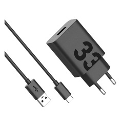 MOTOROLA TURBOPOWER hálózati töltő USB aljzat 33W, gyorstöltő + Type-C kábel, FEKETE