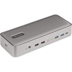 StarTech Dual-Laptop KVM Dual Monitor Docking Station 10-port 135W USB-C dokkoló ezüst