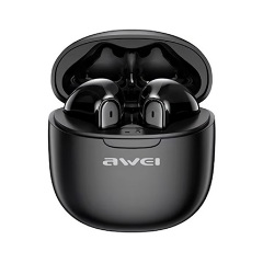 AWEI T68 Bluetooth fülhallgató SZTEREO v5.3, IPX6 + töltőtok, FEKETE