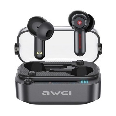 AWEI T58 Bluetooth fülhallgató SZTEREO v5.3, aktív zajszűrő + töltőtok, FEKETE
