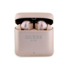 GUESS PRINTED LOGO Bluetooth fülhallgató SZTEREO v5.1, mikrofon + töltőtok, ROZÉARANY