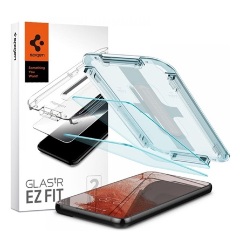 Samsung S22 5G SPIGEN EZ FIT képernyővédő üveg 2db 2.5D, 9H + segédkeret, ÁTLÁTSZÓ