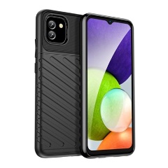 Samsung A03 Gigapack szilikon telefonvédő ütésállóság, dombor minta, FEKETE