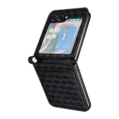 Samsung Z Flip6 5G Gigapack Műanyag telefonvédő bőr hatású hátlap, prémium, FEKETE