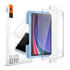 Samsung Tab S9 Plus LTE SPIGEN EZ FIT HD képernyővédő üveg 2.5D, 9H + segédkeret, ÁTLÁTSZÓ