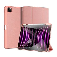 IPAD Pro 13 (2024) DUX DUCIS DOMO tok álló, bőr hatású aktív FLIP, ceruza tartó, RÓZSASZÍN