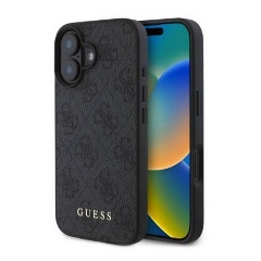 iPhone 16 5G GUESS 4G METAL GOLD LOGO műanyag telefonvédő textil hátlap FEKETE