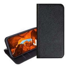 T Phone 2 5G Gigapack Tok álló, bőr hatású FLIP, textil hatás, FEKETE