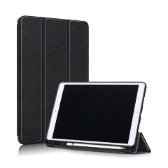 IPAD 10.2 (2021) Gigapack Tok álló, bőr hatású aktív FLIP, ceruza tartó, FEKETE