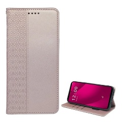 T Phone 2 Pro 5G Gigapack Tok álló, bőr hatású FLIP, lóhere, ROZÉARANY