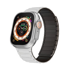 Apple Watch Series 10 42mm GIGAPACK Pótszíj egyedi méret, mágneses, FEHÉR/FEKETE