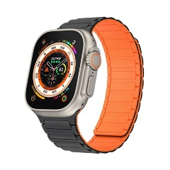 Apple Watch Series 10 42mm GIGAPACK Pótszíj egyedi méret, mágneses, FEKETE/NARANCSSÁRGA