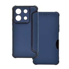 Xiaomi Poco X6 5G Gigapack Tok álló, bőr hatású FLIP, karbon minta, SÖTÉTKÉK