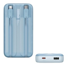 BASEUS COMET vésztöltő USB+Type-C aljzat 10000mAh, 22.5W + fix Type-C+lightning kábel, VILÁGOSKÉK