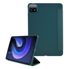 Xiaomi Pad 6 Gigapack Tok álló, bőr hatású aktív FLIP, asztali tartó, SÖTÉTZÖLD