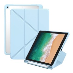 IPAD Pro 9.7 BASEUS MINIMALIST tok álló, bőr hatású aktív FLIP, ceruza tartó, VILÁGOSKÉK