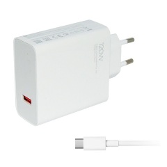 XIAOMI hálózati töltő USB aljzat (120W, PD gyorstöltő 3.0 + Type-C kábel) FEHÉR (Gigapack csomagolás)