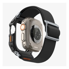 Apple Watch Ultra 2 49mm SPIGEN LITE FIT PRO pótszíj egyedi méret, ütésállóság + szilikon keret, FEKETE