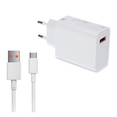 XIAOMI hálózati töltő USB aljzat (33W, PD gyorstöltő + Type-C kábel) FEHÉR (Gigapack csomagolás)