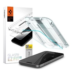 iPhone 16 5G SPIGEN EZ FIT HD képernyővédő üveg 2.5D, 9H + segédkeret, ÁTLÁTSZÓ