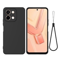 Vivo Y28 4G Gigapack Szilikon telefonvédő matt, prémium + kézpánt, FEKETE