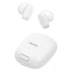 USAMS ID25 Bluetooth fülhallgató SZTEREO v5.3, zajszűrő + töltőtok, FEHÉR