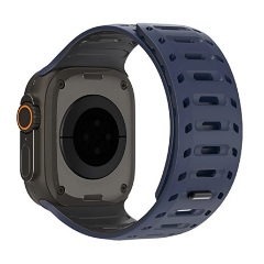 Apple Watch Series 5 44mm DUX DUCIS CS pótszíj egyedi méret, mágneses, SÖTÉTKÉK/FEKETE