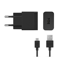 SONY hálózati töltő USB aljzat (15W, PD gyorstöltő 3.0 + UCB20 Type-C kábel) FEKETE (Gigapack csomagolás)