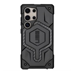 Samsung S25 Ultra UAG MONARCH szilikon telefonvédő erős ütésállóság, karbon minta, FEKETE