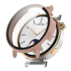 Huawei Watch GT 4 41mm Gigapack Műanyag keret BUMPER, ütésállóság + kijelzővédő üveg, RÓZSASZÍN