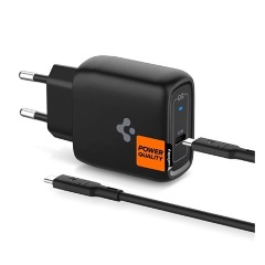 SPIGEN ARCSTATION PRO hálózati töltő Type-C aljzat 45W, PD gyorstöltő 3.0 + Type-C kábel, FEKETE