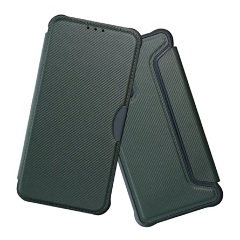 Samsung A23 5G Gigapack tok álló, bőr hatású FLIP, karbon minta, SÖTÉTZÖLD
