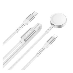 Apple Watch Series 10 42mm HOCO töltőkábel 2in1 Type-C - lightning/Apple Watch töltő, 120cm, FEHÉR