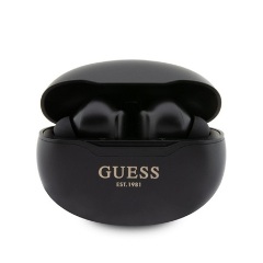 GUESS METALIC FINISH bluetooth fülhallgató SZTEREO v5.3, mikrofon + töltőtok, FEKETE