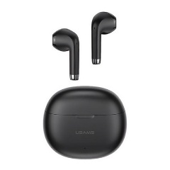USAMS RHYMBO bluetooth fülhallgató SZTEREO v5.3, zajszűrő + töltőtok, FEKETE
