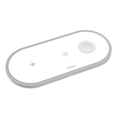 HOCO CW24 hálózati töltő állomás, 3in1 gyorstöltő, wireless, Apple AirPods 1-2 készülékhez FEHÉR