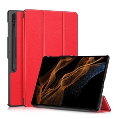 Samsung Tab S9 Ultra WIFI Gigapack Tok álló, bőr hatású aktív FLIP, ceruza tartó, PIROS