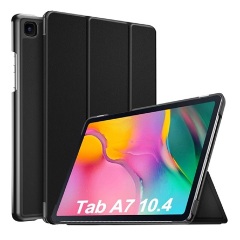 Samsung Tab A7 10.4 (2022) Gigapack Tok álló, bőr hatású aktív FLIP, asztali tartó, FEKETE