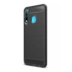 Huawei P30 Lite Gigapack szilikon telefonvédő ütésállóság, karbon minta, FEKETE