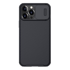 iPhone 13 Pro Max NILLKIN CAMSHIELD PRO szilikon telefonvédő ütésállóság, csíkos, FEKETE