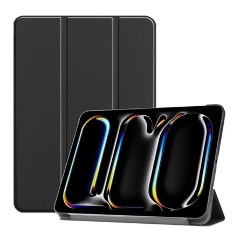IPAD Pro 13 (2024) Gigapack Tok álló, bőr hatású aktív FLIP, asztali tartó, FEKETE
