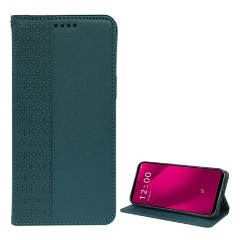 T Phone 2 Pro 5G Gigapack Tok álló, bőr hatású FLIP, lóhere, SÖTÉTZÖLD